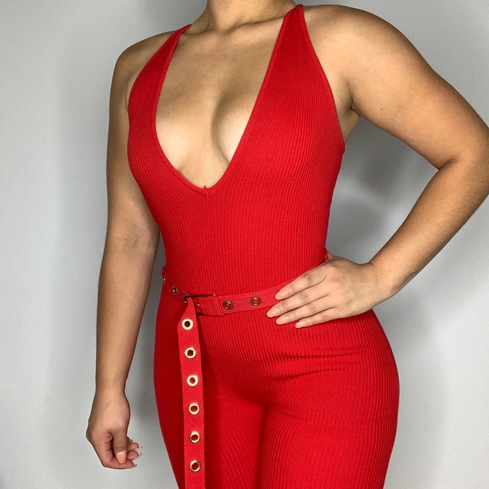 Red short jumpsuit